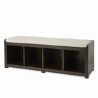 Entryway Storage Bench 4 Cubes Shelves Cushion Shoes Backpacks Brown Organizer