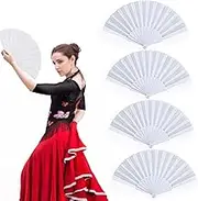 Wzenclave 4Pcs Folding Hand Fan, Solid Color Flat Fan, Craft Fan, Team Performance Prop, Classical Square Dance Folding Fan, for Dancing, Party, Wedding Gifts, DIY Decoration, Home Decorations