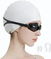 Silicone Swim Cap Curly Short Medium & Long Hair - Comfortable Bathing Cap Women