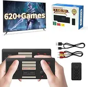 Wireless Retro Game Console, Built-in 620 Video Games Classic Mini Gaming Console with 2 Classic Wireless Controllers, AV Output 8-Bit Game System - Plug and Play