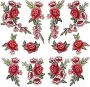 Banfeng 12pcs Rose Embroidered Lace Flower Applique Patches for Arts Crafts DIY Decor, Jeans, Jackets, Clothing, Bags