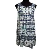 Nicole Miller Women's Sz: S 100% Linen Sleeveless Tank Tie Dye A line Midi Dress
