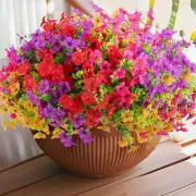 18 Pcs Artificial Flowers Outdoor UV Resistant Plastic Spring Flowers Colorful