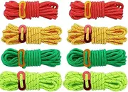 Set of 8 Ropes, Tent Rope, 2 Reflective Materials, Length 1.6 ft (4 m), Diameter 0.2 inches (5 mm), Paracord Guy Rope, Tarp Rope, Camping Cord, Outdoor Tarp, Tent Fixing, Tent Rope (8)