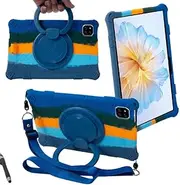 Jarttarn Case Compatible with ALLDOCUBE iPlay 60/60 Pro 11 inch Cover, Kids Friendly Silicone Stand Tablet Cover with Handle Kickstand, Shoulder Strap & Stylus Pen (Colorful Dark Blue)