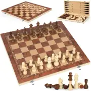 Chess Checkers Backgammon 3-In-1 Board Games Sets, Wooden Chess Set for Adults &