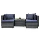 LONDON RATTAN 4 Seater Modular Outdoor Lounge Setting with Coffee Table Ottomans
