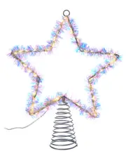 Kurt Adler 12.2in Tinsel Star Tree Top W/ Twinkle LED