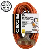 50 Ft12/3 Heavy Duty Indoor/Outdoor Extension Cord W/ Tritap Lighted End Orange