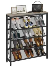 Shoe Rack, 5-Tier Slanted Shoe Storage Shelf, Narrow Shoe Rack for Entryway, ...