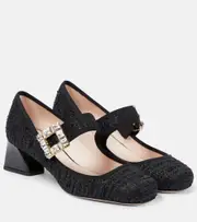 [Roger Vivier] Roger Vivier Très Vivier embellished Mary Jane pumps AU 4 black
