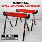 Baumr-AG 2 x 590kg Sawhorse Steel Saw Horses Jobsite Table Folding Adjustable