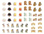 Dollhouse Miniatures Vintage Retro Animals Nursery Decals Découpage MIN203