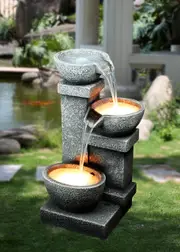 Cascading Three Bowl Water Fountain Water Feature DW96025