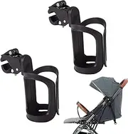 Pram Cup Holder – 2pcs Universal Stroller Cup Holder, 360° Rotating Cup Holders for Pram, Large Caliber Clamp-On Buggy Drink Holder for Bike, Wheelchair, Walker, Scooter, Trolley, Pushchair