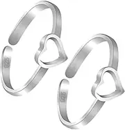[DARSHRAJ] Jewellers 925 Sterling Silver Heart-Shaped Toe Ring For Women & Girls - Perfect for Any Occasion, 0.925, No Gemstone