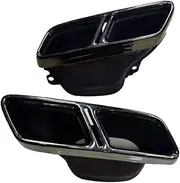 Car Quad Exhaust Tip Stainless Steel Compatible For Benz C63 W205 C200 C300 C180 C260 2015 2016 2017 2018 Muffler Tips Tailpipe(Black B)