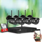 UL TECH Set of 4 Security Camera, 8 Channel Wireless Surveillance Pet Cameras Hidden CCTV Monitor WiFi Home Safe Outdoor Indoor System, 2mp Full HD NVR P2P with Built in Ir-Cut Black