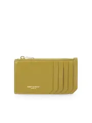 Saint Laurent Fragments Zipped Card Case in Shiny Leather