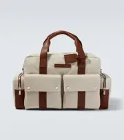 [Brunello Cucinelli] Brunello Cucinelli Leather-trimmed canvas duffel bag One Size beige