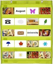 uxcell Magnetic Pocket Chart, Small Pocket Chart Mini Double Sided Classroom Pocket Chart Organizer Wall Hanging for Classroom Supplies, Light Green