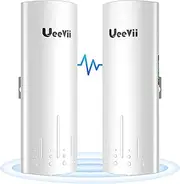UeeVii Wireless Bridge, CPE450 5.8G Outdoor CPE Point to Point Long Range Access with 14DBi High Gain 22 Mimo Antenna, PoE Adapter, 2 RJ45 LAN Ethernet Port, 2-Pack
