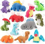 Mocoosy 12 Pack Dinosaur Plush Set, Mini Dinosaur Stuffed Animals Bulk for Kids, Dinosaur Plush Party Favors, Dino Plush Keychain for Girls Boys Dinosaur Birthday Party Favor Supplies