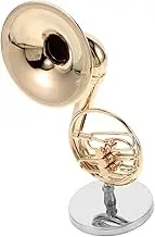 Abaodam Miniature Horn Model Mini Instrument Collectible Miniature French Horn Decoration Standard Trumpet Training Device Horn Music Miniature Instrument with Case Golden Wood