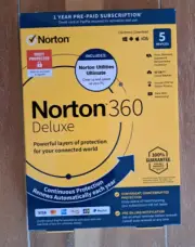 Norton 360 Deluxe 2024 for 5 Devices/1 Year + Norton Utilities Ultimate New Box!