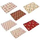 6Pcs Nordic Christmas Cotton Linen Placemat Cartoon Santa Rectangular Table Mat