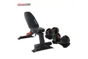 Powertrain 48KG Adjustable Dumbbell Set - Red with FID Weight Bench