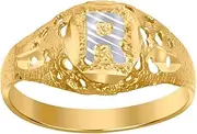 [JewelryWeb] Two tone Gold Teen-Teen Letter Name Personalized Monogram Initial R Band Ring 7.5x2.20mm Wide Size J 1/2