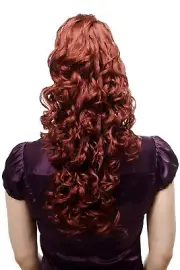 Voluminous Flowing Hair Piece Ponytail Curly Long 60 CM Red N310-350