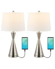 JONATHAN Y Colton 26in Set of 2 Iron LED Table Lamps with USB Charging Port