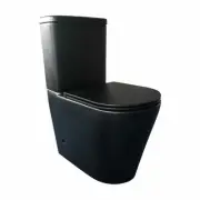 Matte Black RIMLESS Toilet Suite BACK TO WALL FACED CLOSE COUPLED SOFT CLOSE