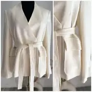 Zara Linen Blend Belted Blazer NWT M L