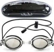 Anti-Fog Racing Swimming Goggles with Bungee Strap, Hard Case and Bonus Swim Gog