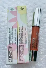 2 Clinique Chubby Plump & Shine Liquid Lip Plumping Gloss 01 Normous Nude Full