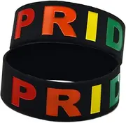 Kisangel Rainbow Wristband Silicone Bracelet Pride Bracelet Rainbow Bracelet Pride Wristband Black