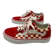 Vans Old Skool Skate Shoe Red/White Check US Men's 4.5/Women's 6