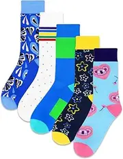 [Kikihuose] 5 Pairs Colorful Fun Novelty Crew Socks, Funky Cute Cartoon Pattern Socks, Cute Casual Socks, Gifts for Women Men