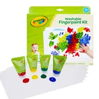 在飛比找PChome24h購物優惠-美國 Crayola繪兒樂 幼兒可水洗手指畫顏料4色組(紅黃