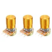 3 Pcs Variable Resistors Rotary Carbon Film Taper Potentiometer w Knob