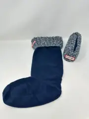 Hunter Original Waffle Roped Tall Boot Socks - L, Navy/Grey (3129), I2(A1087T)