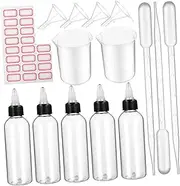 NOLITOY Complete Science Lab Set: Dropper Bottles Pipettes Measuring Cups Funnels Sample Bottles Marking Labels