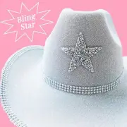 Silver Cowboy Hat Sparkly Sequin Cowgirl Party Halloween Costume Hats, Earrings