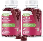 [60 Count 2 Pack] Beet Root Gummies with Magnesium & Vitamin C - Supports Healthy Circulation & Blood Pressure - Energy & Nitric Oxide Booster, Dietary Supplement & Immune Health - Berry Beet Flavor