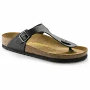 Women Birkenstock City Thong Sandal Gizeh Licorice Birko-Flor Regular
