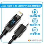 【RAINBOW沛思彩虹3C】20W智慧數顯線 TYPE-C TO LIGHTNING數顯充電線/傳輸線/編織快充 綠色