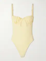 [Faithfull] Faithfull - Dinard Gathered Recycled Swimsuit - Yellow - small small Yellow